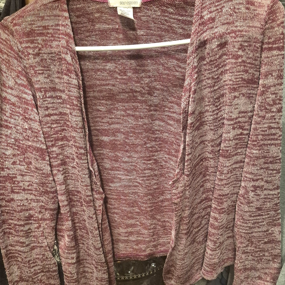 Self Esteem Marled Rose Open-Front Knit Cardigan